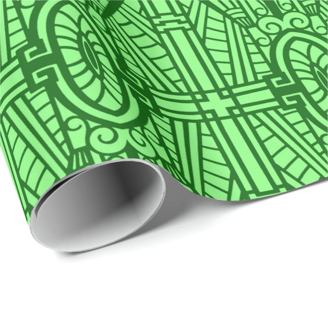 Papel De Presente Padrão de arquitetura deco, verde leve de jade (Ponta do rolo)