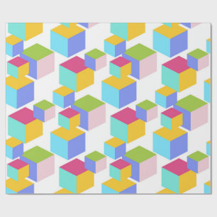 Papel De Presente Padrão de Arte Colorido de Blocos de Brinquedo