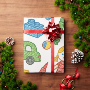 Papel De Presente Padrão de Arte de Arroz Sem Costura de Brinquedos