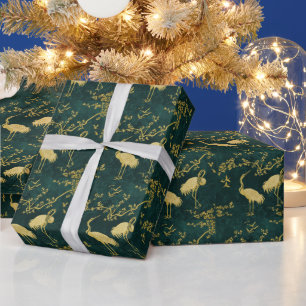 Papel De Presente Padrão de arte de grous elegantes Pássaros grous