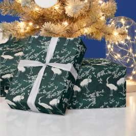 Papel De Presente Padrão de arte de grous elegantes | Pássaros grous