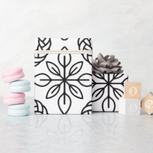 Papel De Presente Padrão de Arte de Linha Branca e Preta Invisível