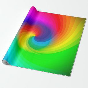 Papel De Presente Padrão de Arte de Remoinho de Arco-Íris de Tingime