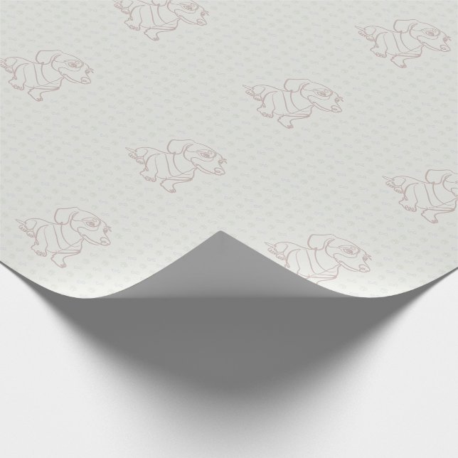 Papel De Presente Padrão de Arte Decorativa de Dachshund (Ponta)