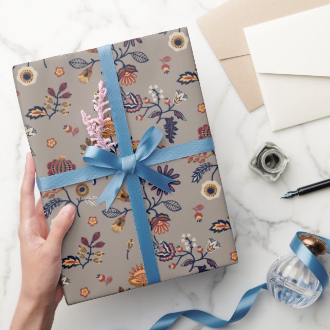 Papel De Presente Padrão de Arte Folclórica  (Presentear)