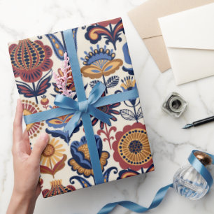 Papel De Presente Padrão de Arte Folclórica