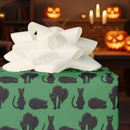 Papel De Presente Padrão de Arte Pixel de Gato de Bruxas do Hallowee