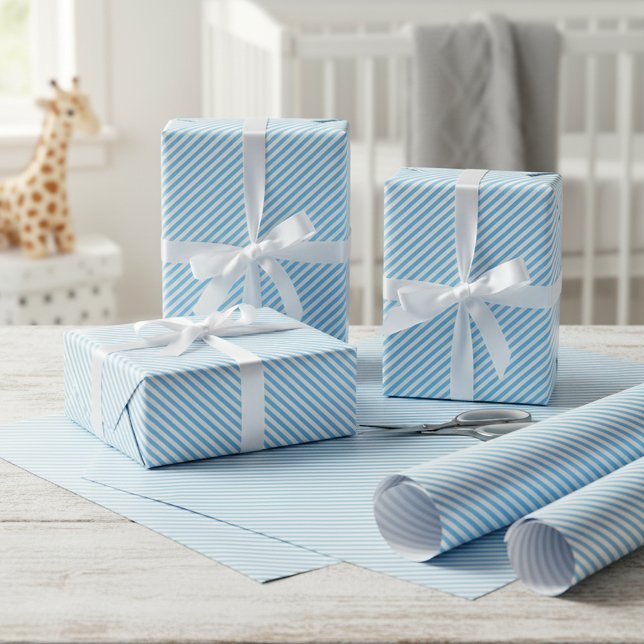 Papel De Presente Padrão de arte simples em listras diagonais azul b (Criador carregado)