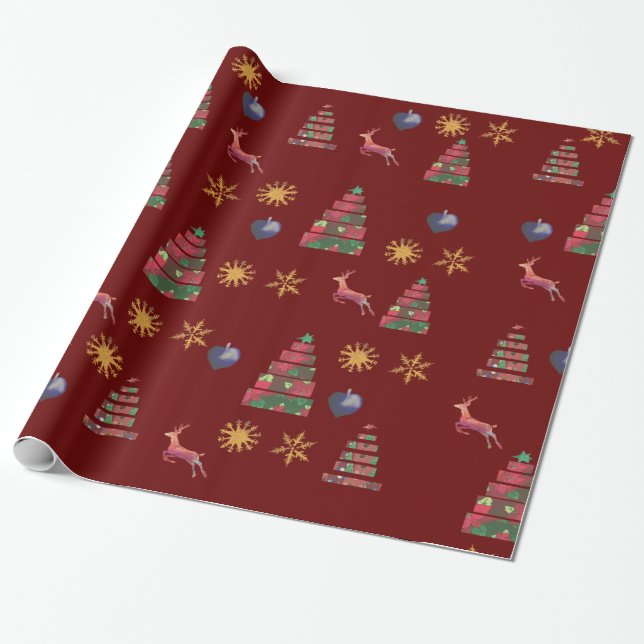 Papel De Presente Padrão de arte sobre férias de inverno (Desenrolado)