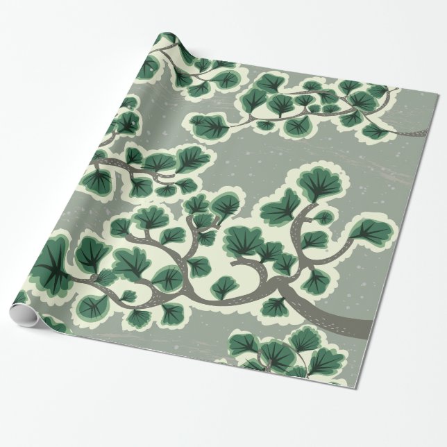 Papel De Presente Padrão de árvore Bonsai (Desenrolado)