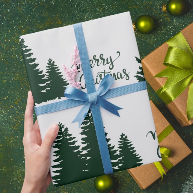Papel De Presente Padrão de Árvore de Cotação de Natal Preto-Branco  (Criador carregado)