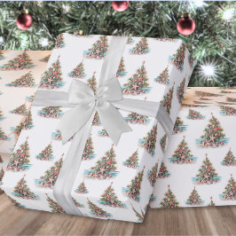 Papel De Presente Padrão de Árvore de Natal de Praia