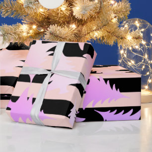 Papel De Presente Padrão de árvore de Natal de rosa de cobre elegant