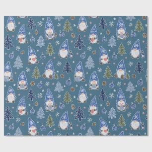 Papel De Presente Padrão de árvore de Natal do Gnome de Natal