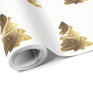 Papel De Presente Padrão de Árvore de Natal do ouro com Velas Eleg