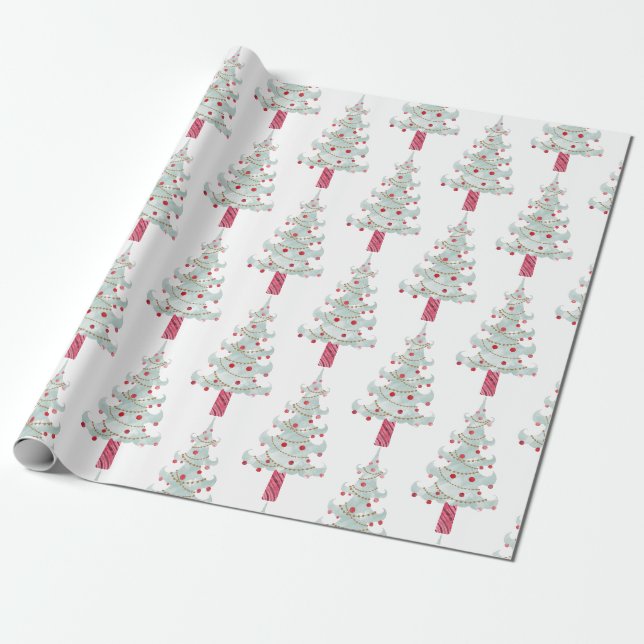 Papel De Presente Padrão de árvore de Natal simples  (Desenrolado)