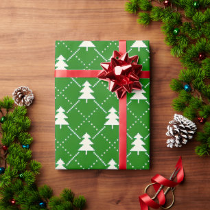 Papel De Presente Padrão de árvore de Natal verde festivo
