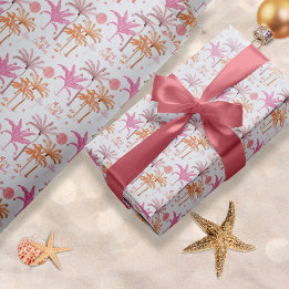 Papel De Presente Padrão de árvore de palmeira de Natal tropical