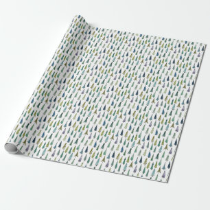 Papel De Presente Padrão de árvore fina retro Natal e presente de in