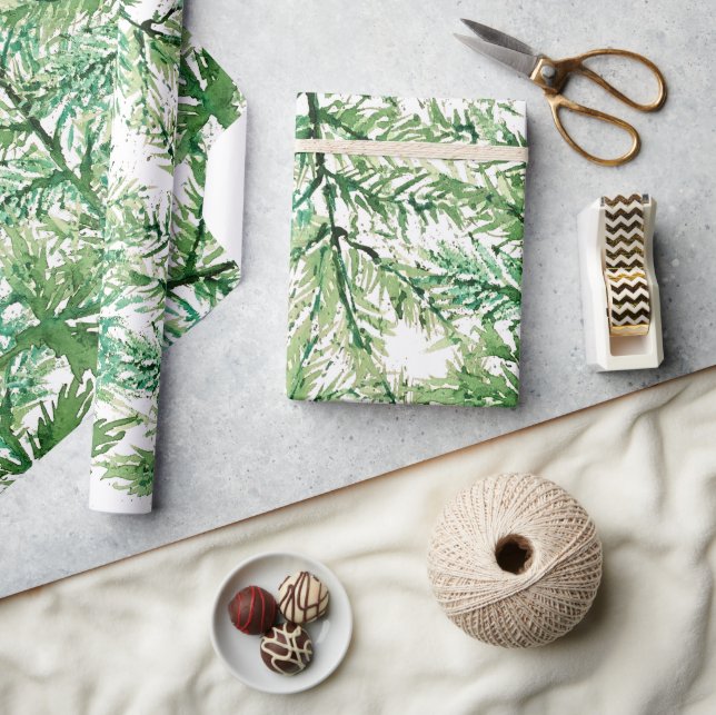 Papel De Presente Padrão de Árvore pintada à mão (Artesanato)