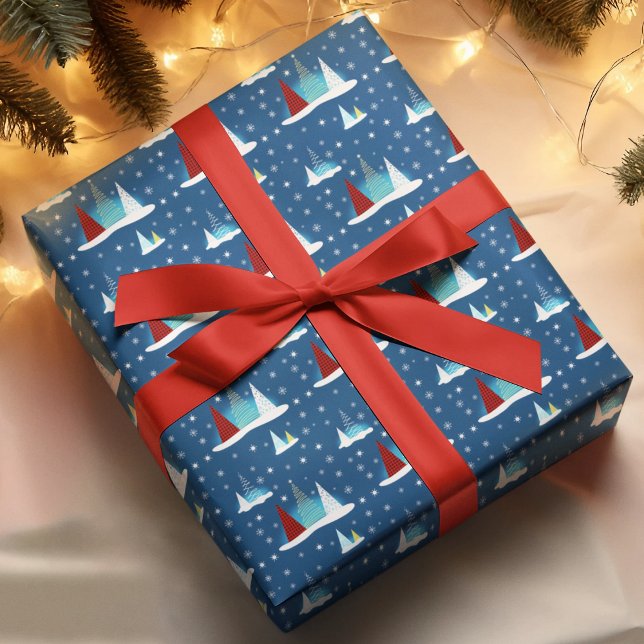 Papel De Presente Padrão de Árvores de Férias Feliz de inverno Moder (Criador carregado)