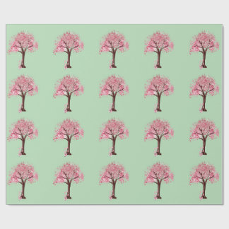 Papel De Presente Padrão de Árvores Rosa