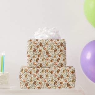 Papel De Presente Padrão de Aventura de Animais Pequenos Exploradore