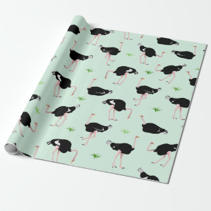Papel De Presente Padrão de aves avestruzes