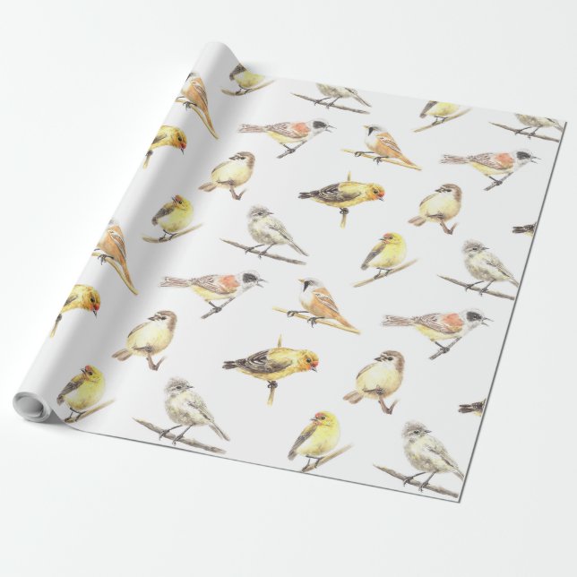 Papel De Presente Padrão de aves em contato (Desenrolado)