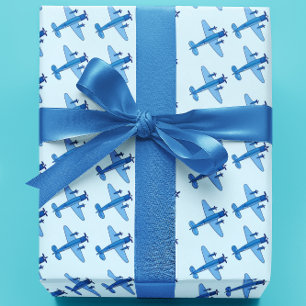 Papel De Presente Padrão de avião azul Baby shower 