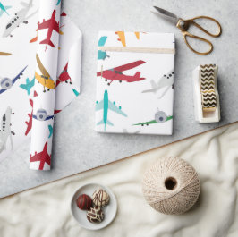 Papel De Presente Padrão de aviões coloridos