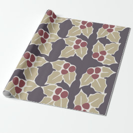 Papel De Presente Padrão de Azevinho