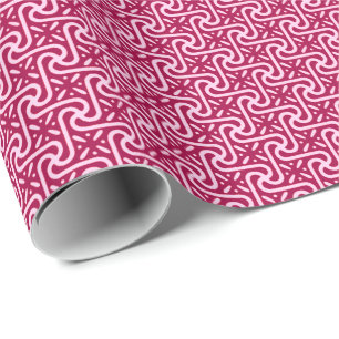 Papel De Presente padrão de azulejo egípcio, burgundy e rosa