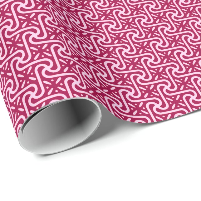 Papel De Presente padrão de azulejo egípcio, burgundy e rosa (Ponta do rolo)