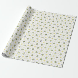 Papel De Presente Padrão de Azulejo Floral em Aquarela Suave