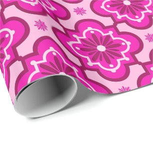 Papel De Presente Padrão de azulejo marroquino - Rosa Fúcsia