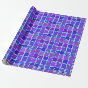 Papel De Presente Padrão de Azulejo Quadrado Mosaico Roxo