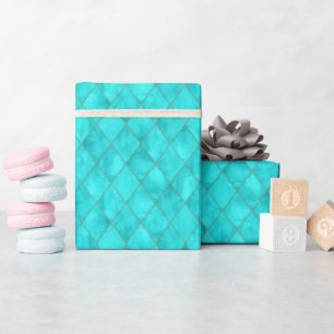 Papel De Presente Padrão de Azulejo Turquoise Diamond - Marrocos Zel