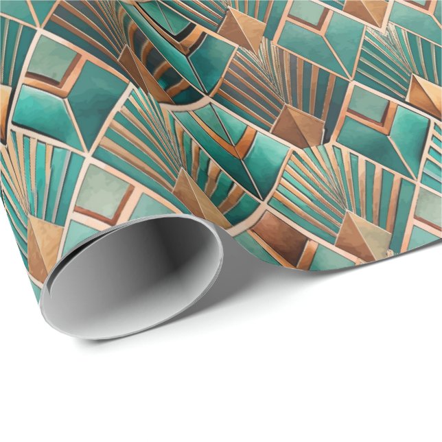 Papel De Presente Padrão de azulejos Art Deco fofo (Ponta do rolo)