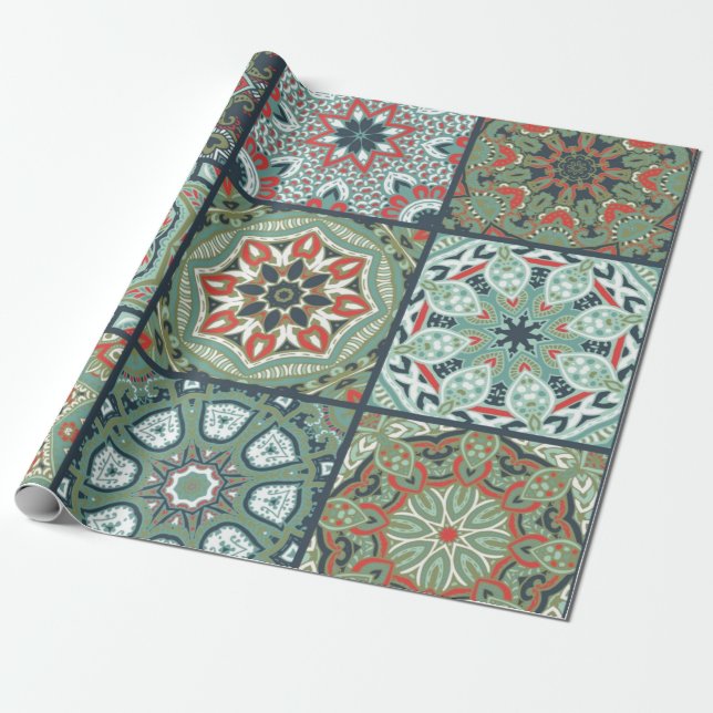 Papel De Presente Padrão de azulejos cerâmicos (Desenrolado)
