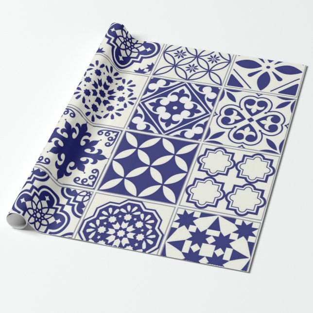 Papel De Presente Padrão de azulejos cerâmicos (Desenrolado)
