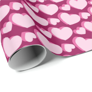 Papel De Presente Padrão de azulejos fofos corações rosa