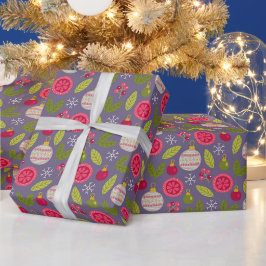 Papel De Presente Padrão de Balança Verde Rosa de Natal