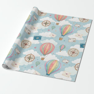 Papel De Presente Padrão de Balão de Ar Quente Vintage (2)