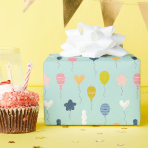 Papel De Presente Padrão de Balão de Festa de aniversário Colorido B