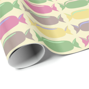 Papel De Presente Padrão de Balas Coloridas Envolvidas
