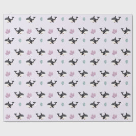 Papel De Presente Padrão de Baleia Orca Fofa para Berçário de Vida M