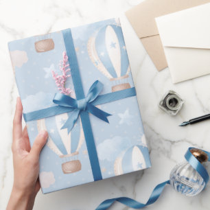 Papel De Presente Padrão de Balões Azuis