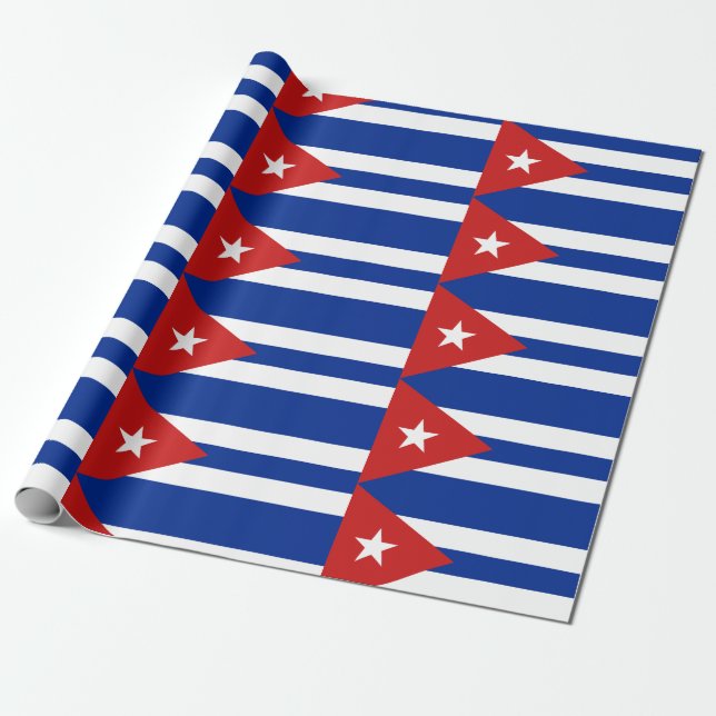 Papel De Presente Padrão de Bandeira Cubana (Desenrolado)