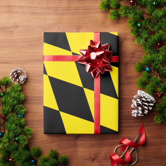 Papel De Presente Padrão de bandeira de diamante da Baviera preto e  (Presente de Natal)